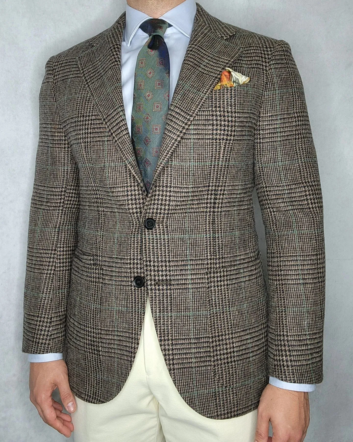 Andover Foulard Silk Tie, Olive Green / Bronze / Red