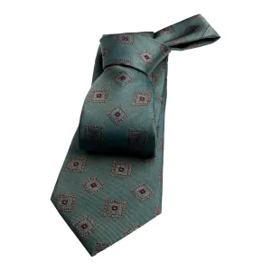 Andover Foulard Silk Tie, Olive Green / Bronze / Red