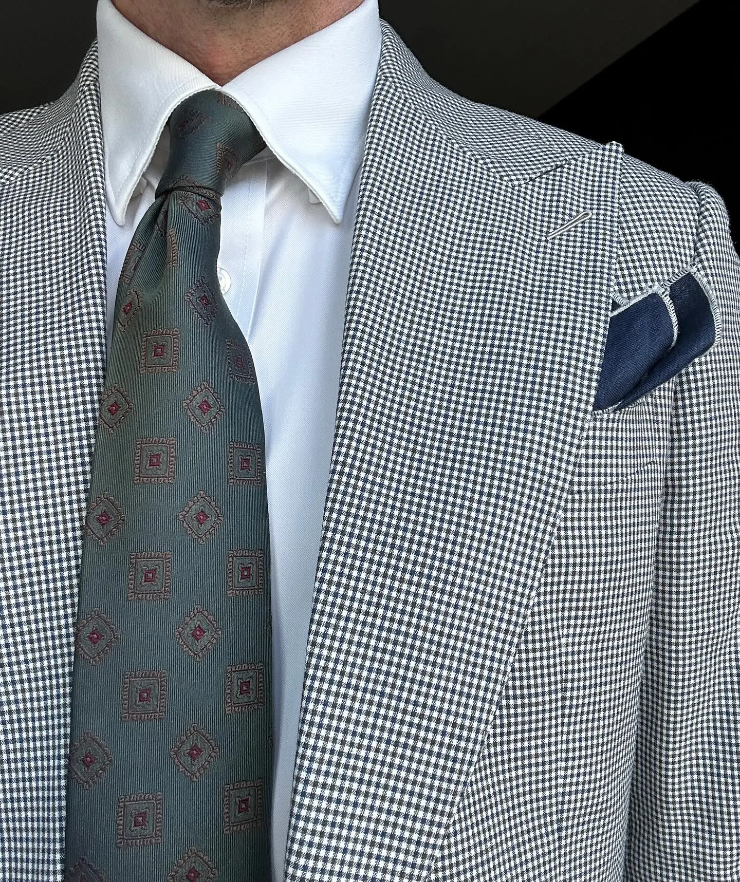 Andover Foulard Silk Tie, Olive Green / Bronze / Red