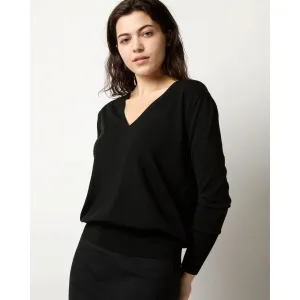 Ann Mashburn Kate V-Neck Sweater Black Escorial Wool