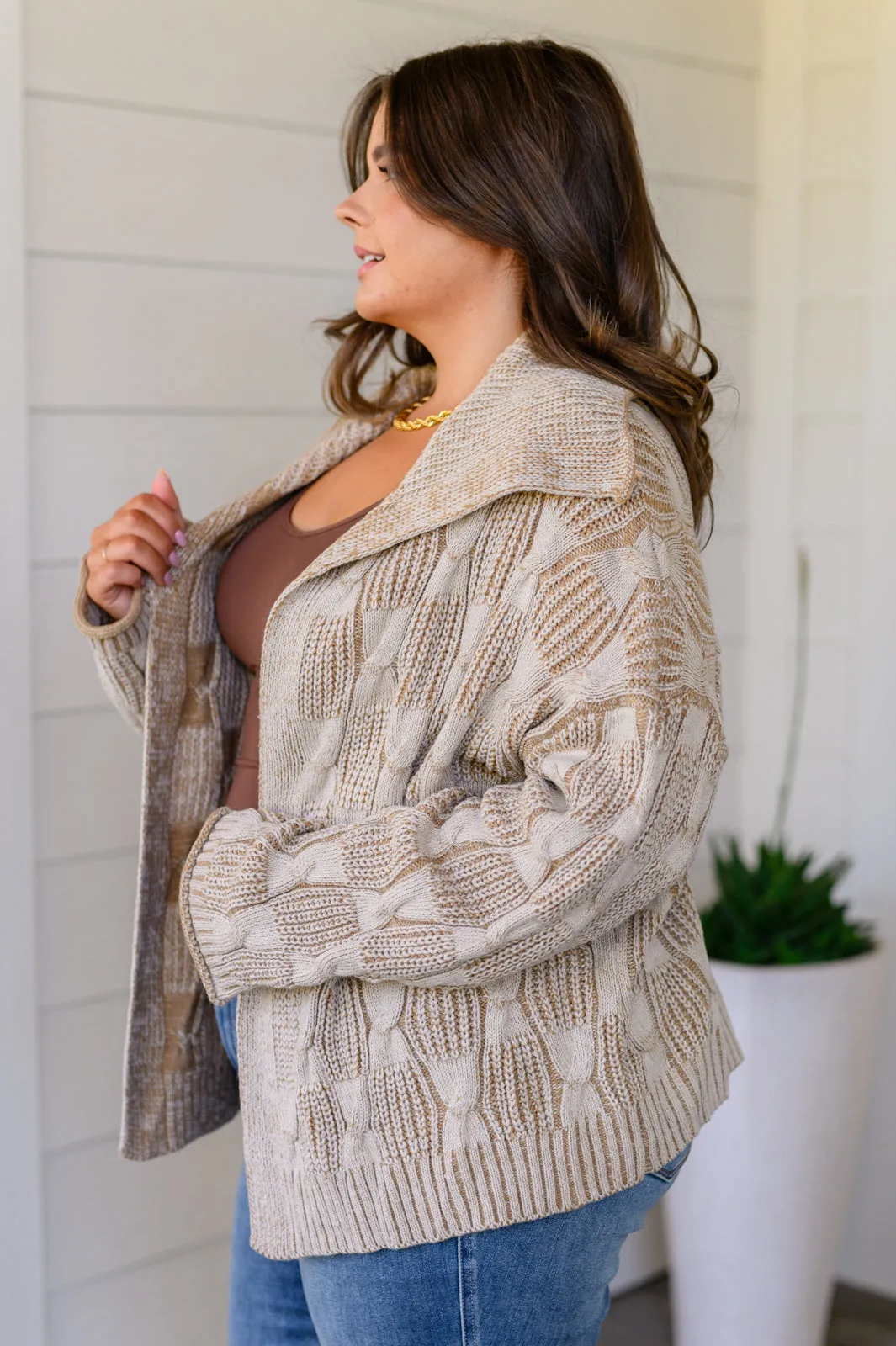 Checkered Open Front Cardigan