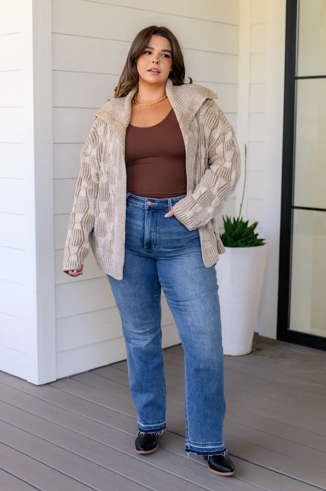 Checkered Open Front Cardigan