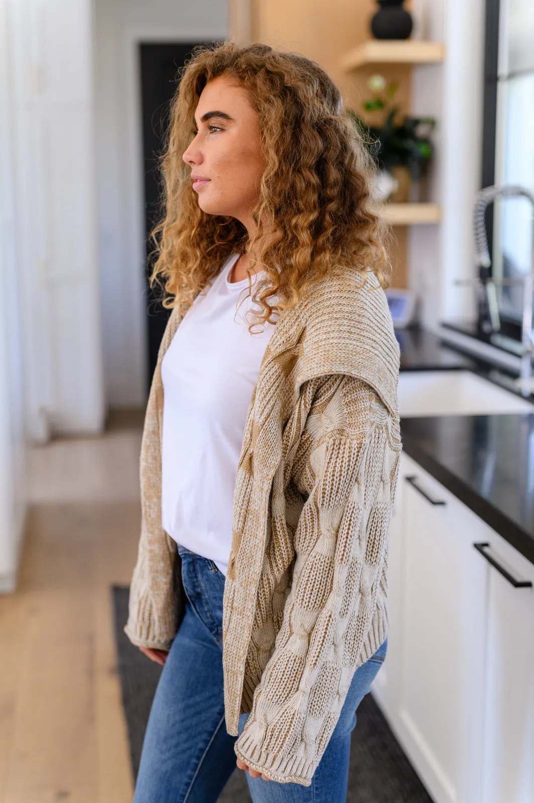 Checkered Open Front Cardigan