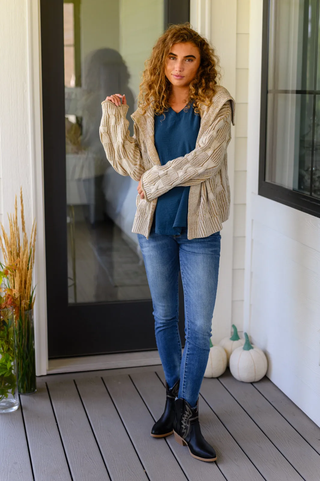 Checkered Open Front Cardigan