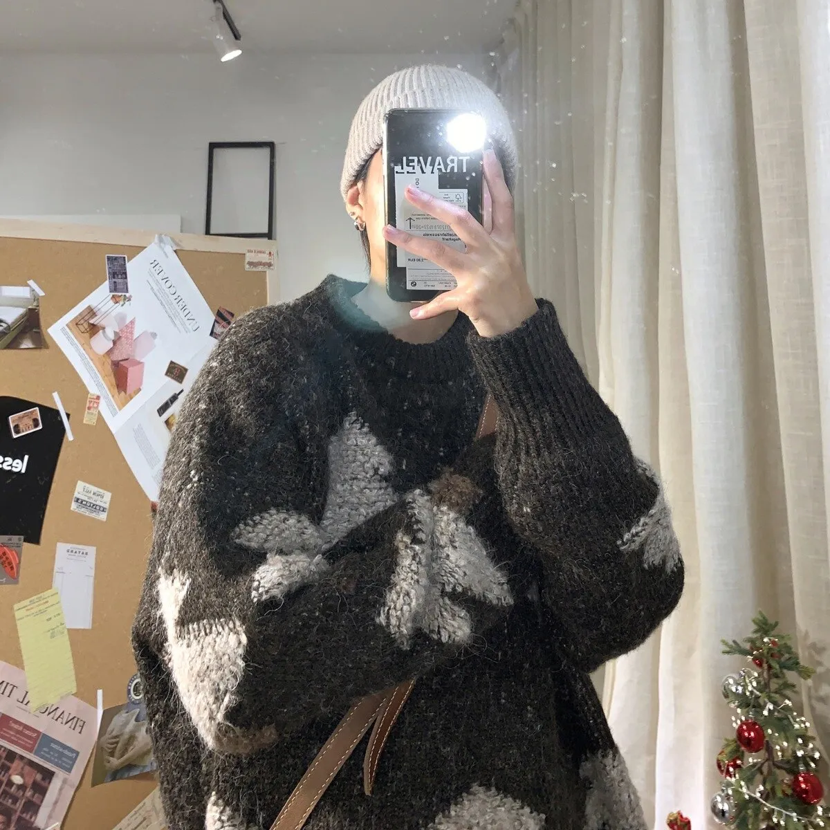 Jinquedai Black Red Green Men's Christmas Sweater Couple Warm Vintage Retro Sweaters Korean Streetwear Fashion Autumn Winter