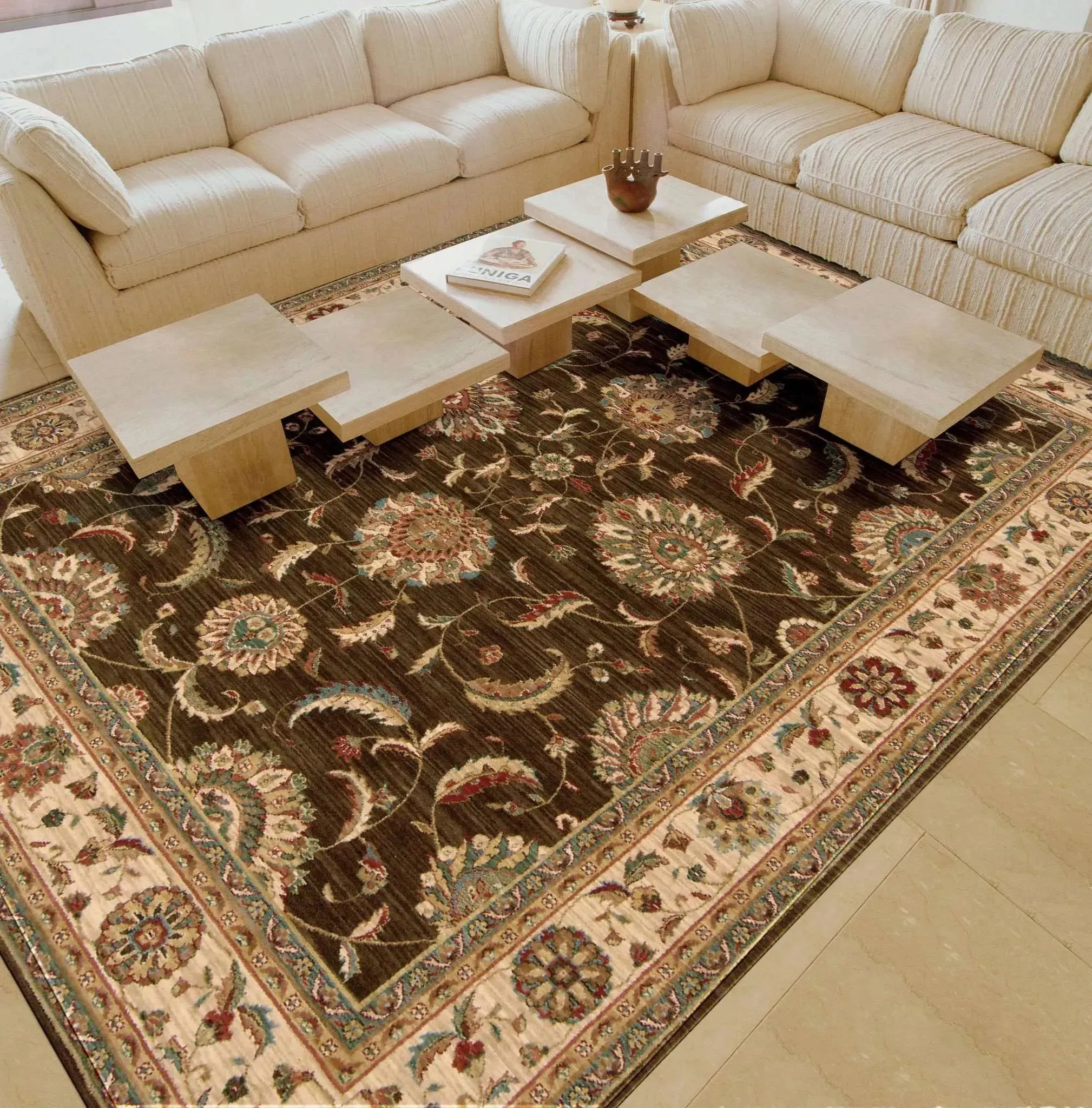 Living Treasures LI04 Brown Rug