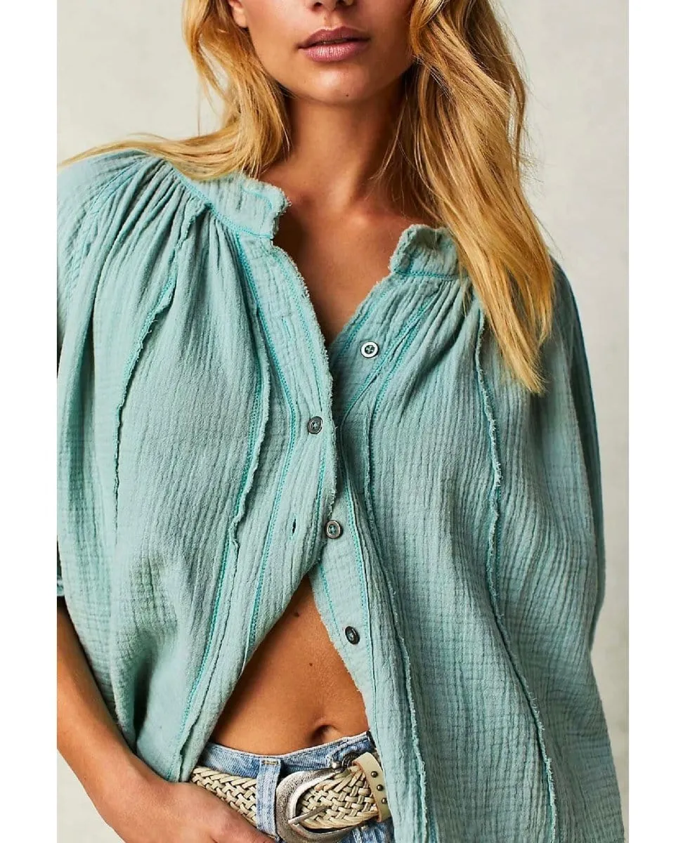 Lucy Solid Swing Top Blue Surf