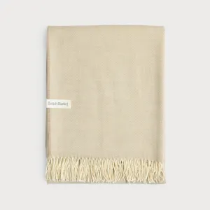 Merino Herringbone Blanket: Basswood