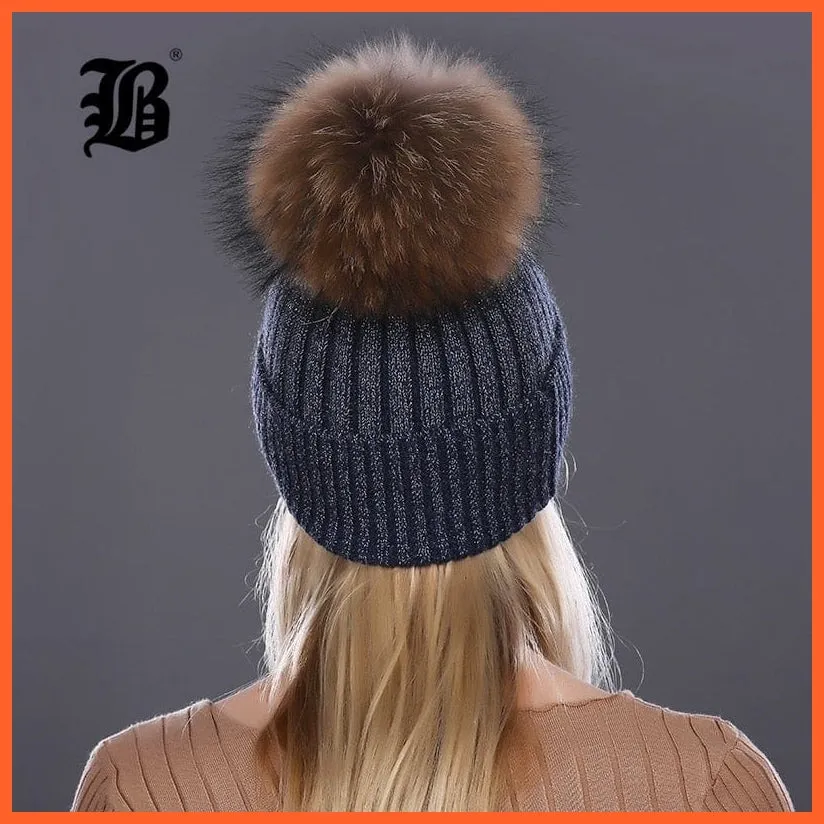 Winter Beanie Women'S Pearl Curled Hat | Pompom Thick Warm Hats New Brand Knitted High Quality Wool Beanies