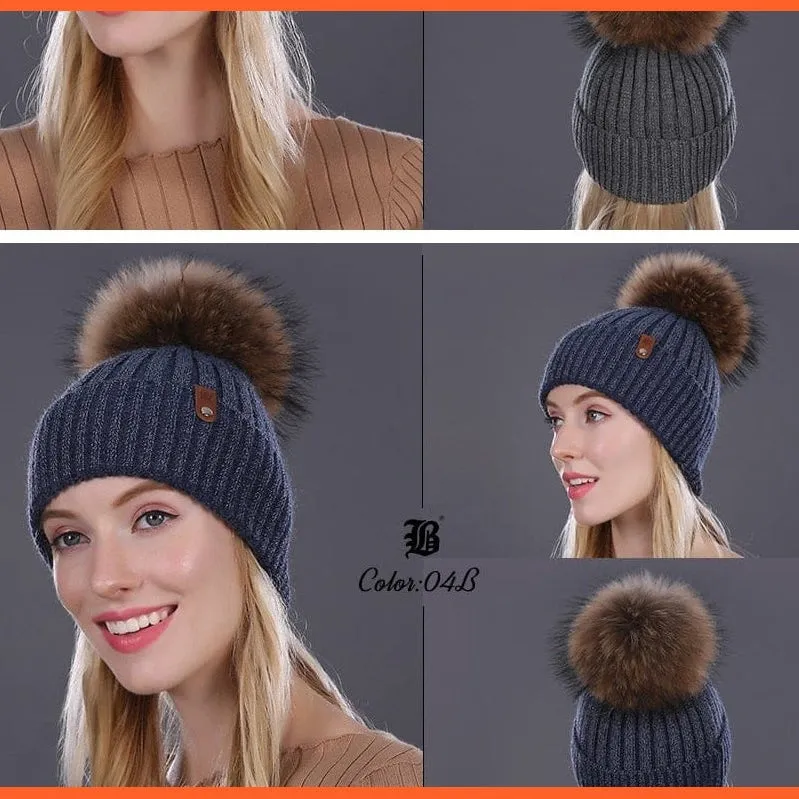 Winter Beanie Women'S Pearl Curled Hat | Pompom Thick Warm Hats New Brand Knitted High Quality Wool Beanies