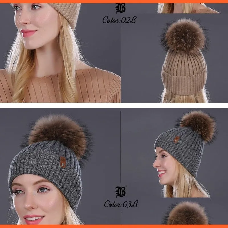 Winter Beanie Women'S Pearl Curled Hat | Pompom Thick Warm Hats New Brand Knitted High Quality Wool Beanies