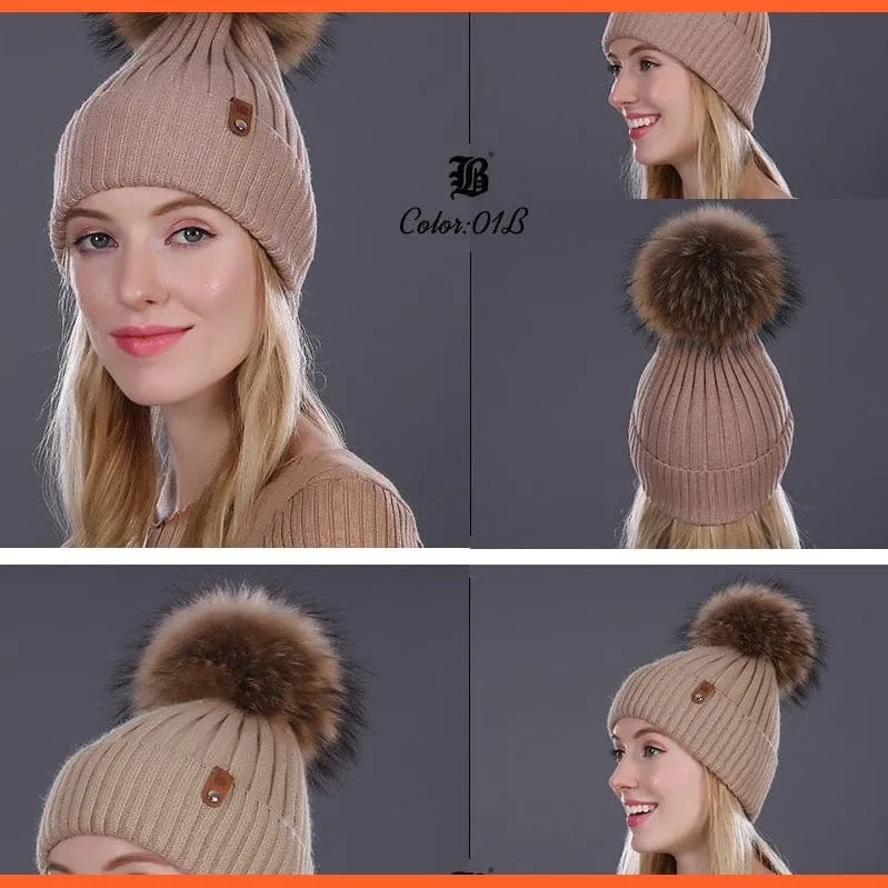 Winter Beanie Women'S Pearl Curled Hat | Pompom Thick Warm Hats New Brand Knitted High Quality Wool Beanies