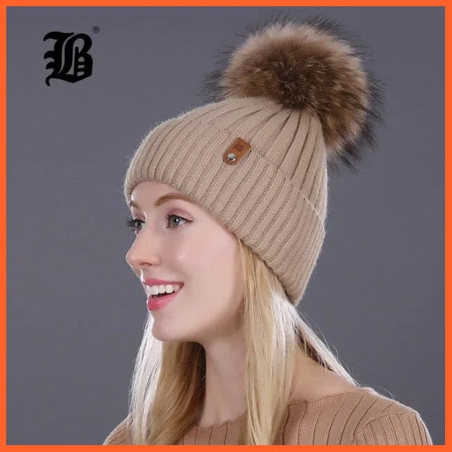 Winter Beanie Women'S Pearl Curled Hat | Pompom Thick Warm Hats New Brand Knitted High Quality Wool Beanies