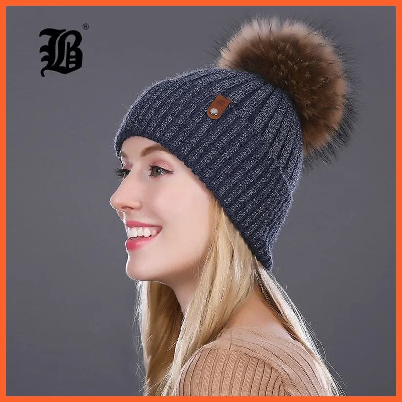 Winter Beanie Women'S Pearl Curled Hat | Pompom Thick Warm Hats New Brand Knitted High Quality Wool Beanies