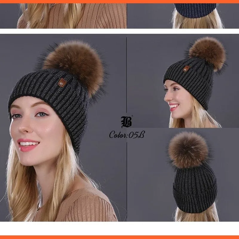 Winter Beanie Women'S Pearl Curled Hat | Pompom Thick Warm Hats New Brand Knitted High Quality Wool Beanies