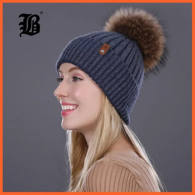 Winter Beanie Women'S Pearl Curled Hat | Pompom Thick Warm Hats New Brand Knitted High Quality Wool Beanies