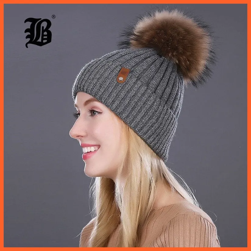 Winter Beanie Women'S Pearl Curled Hat | Pompom Thick Warm Hats New Brand Knitted High Quality Wool Beanies
