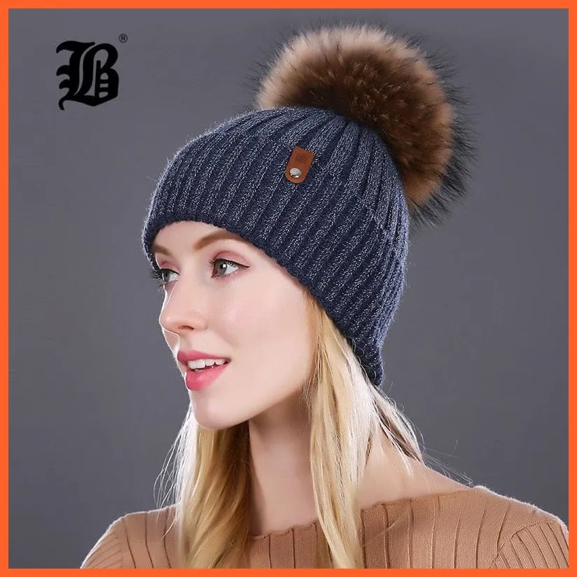 Winter Beanie Women'S Pearl Curled Hat | Pompom Thick Warm Hats New Brand Knitted High Quality Wool Beanies