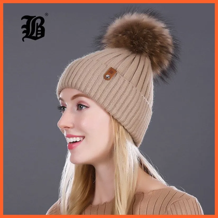 Winter Beanie Women'S Pearl Curled Hat | Pompom Thick Warm Hats New Brand Knitted High Quality Wool Beanies