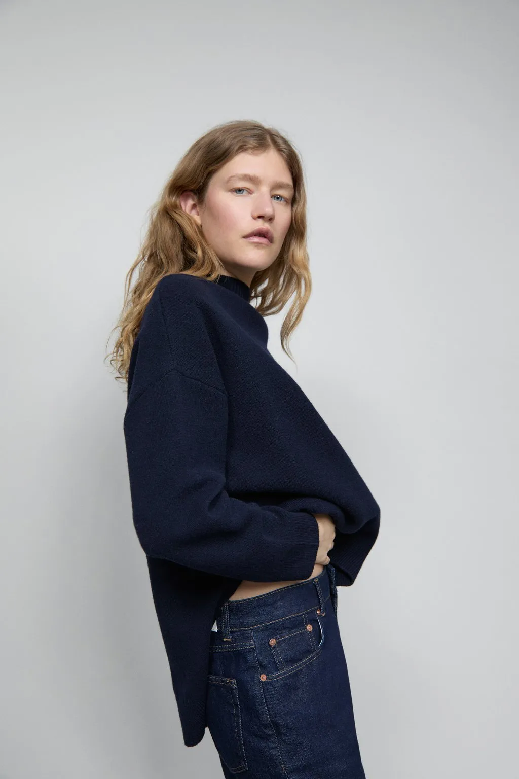 Wool Blend Double-Face Jumper - Dark Night